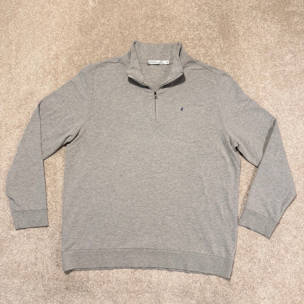 Criquet 1/4 Zip Pullover Mens‎ XXL Gray Modal Blend Long Sleeve Pocket Sweater